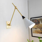 Adjustable Trendy White Cone Swing Arm Wall Sconce