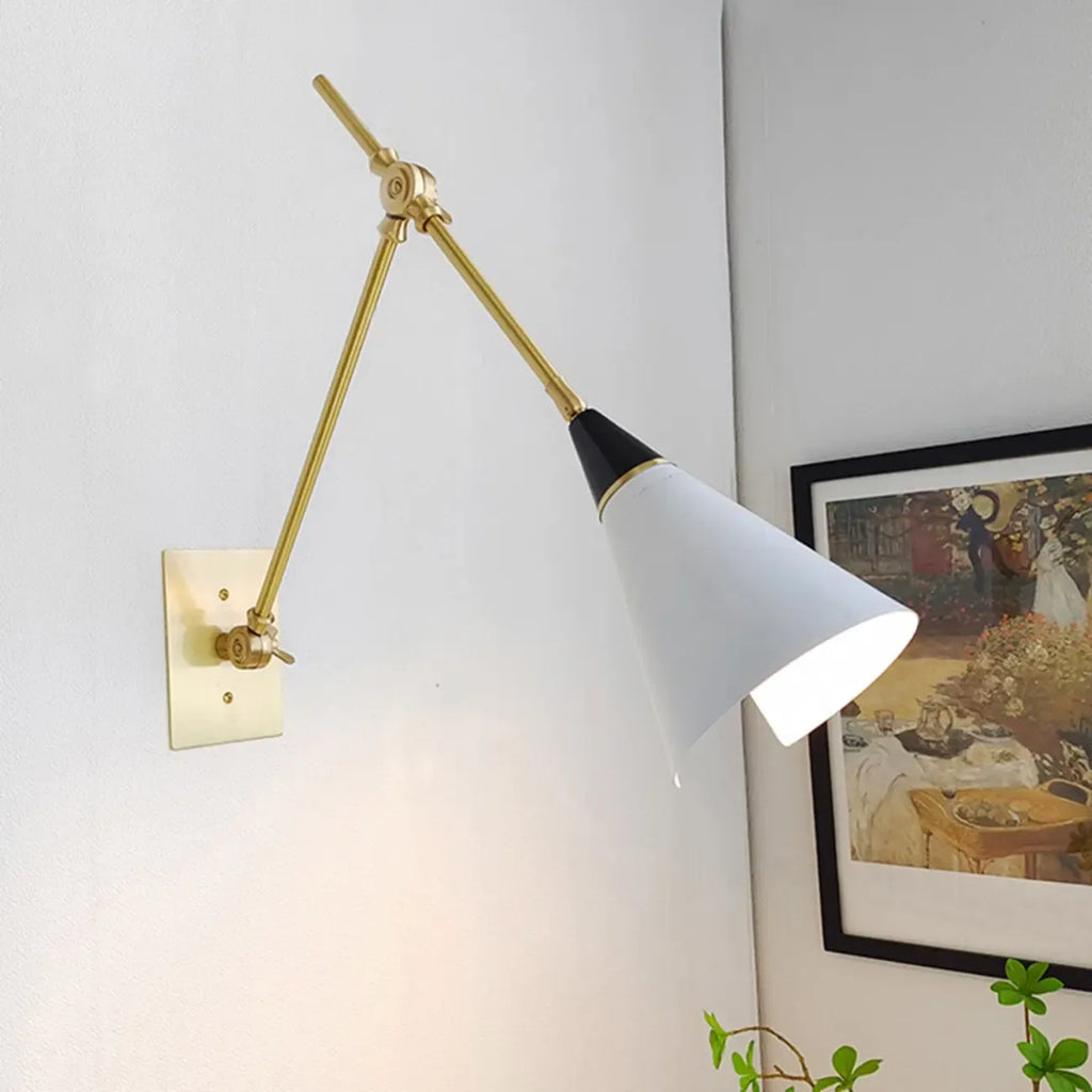 Adjustable Trendy White Cone Swing Arm Wall Sconce