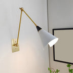 Adjustable Trendy White Cone Swing Arm Wall Sconce