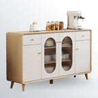 Modern Natural Finish Cabinet with Exterior Shelf  & Drawers