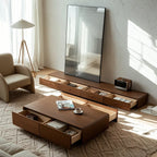 63 Brown Modern Wooden TV Stand with Cable Management