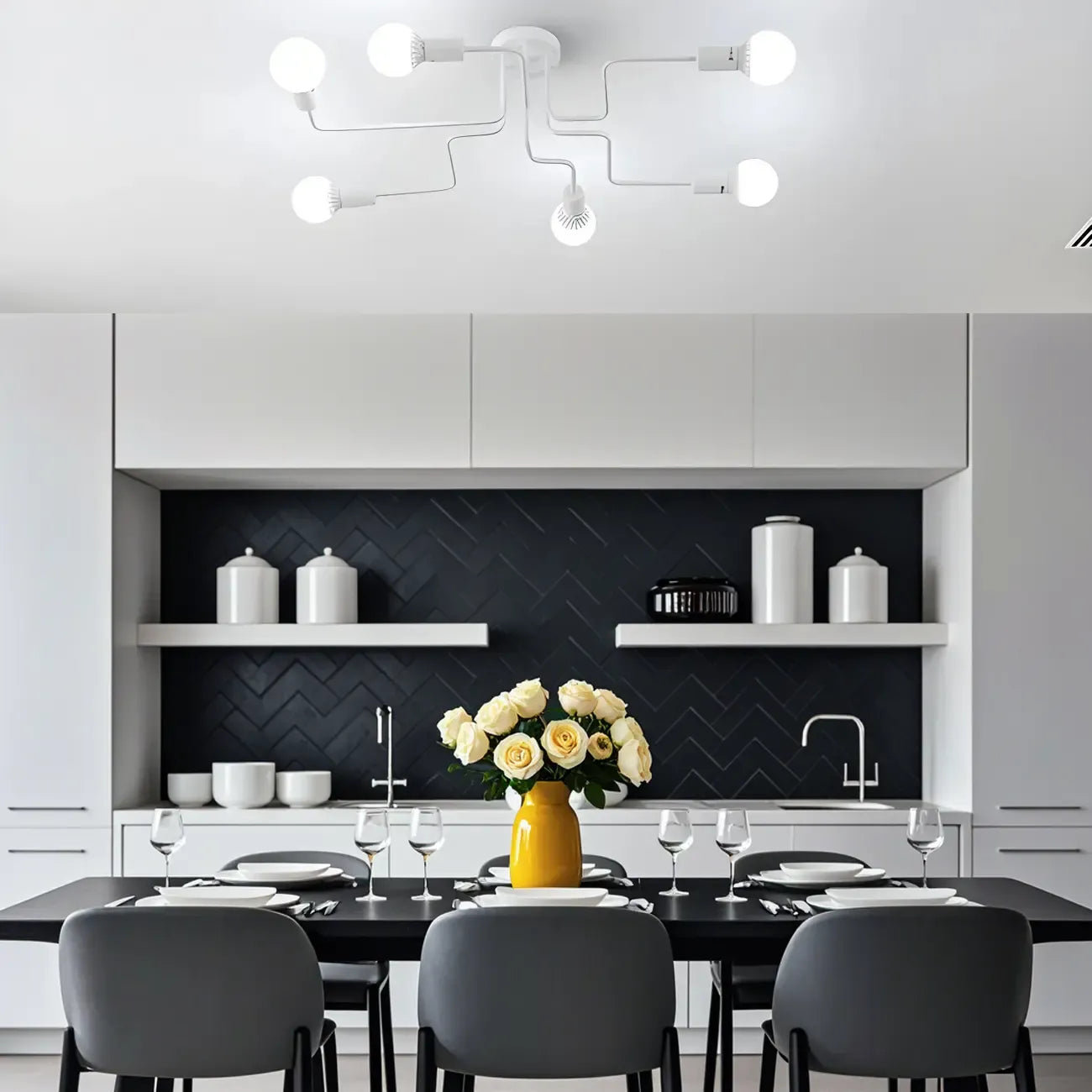 Industrial Branch Metal Semi Flush Ceiling Light