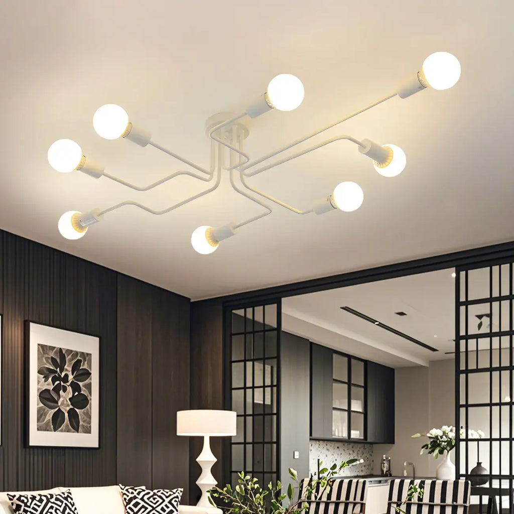Industrial Branch Metal Semi Flush Ceiling Light