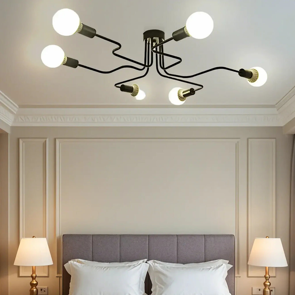 Industrial Branch Metal Semi Flush Ceiling Light