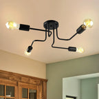 Industrial Branch Metal Semi Flush Ceiling Light