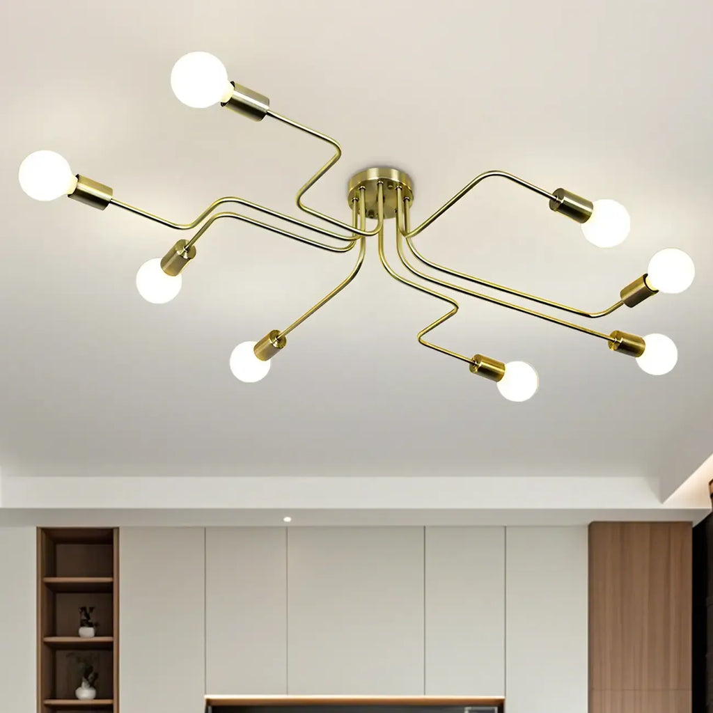 Industrial Branch Metal Semi Flush Ceiling Light