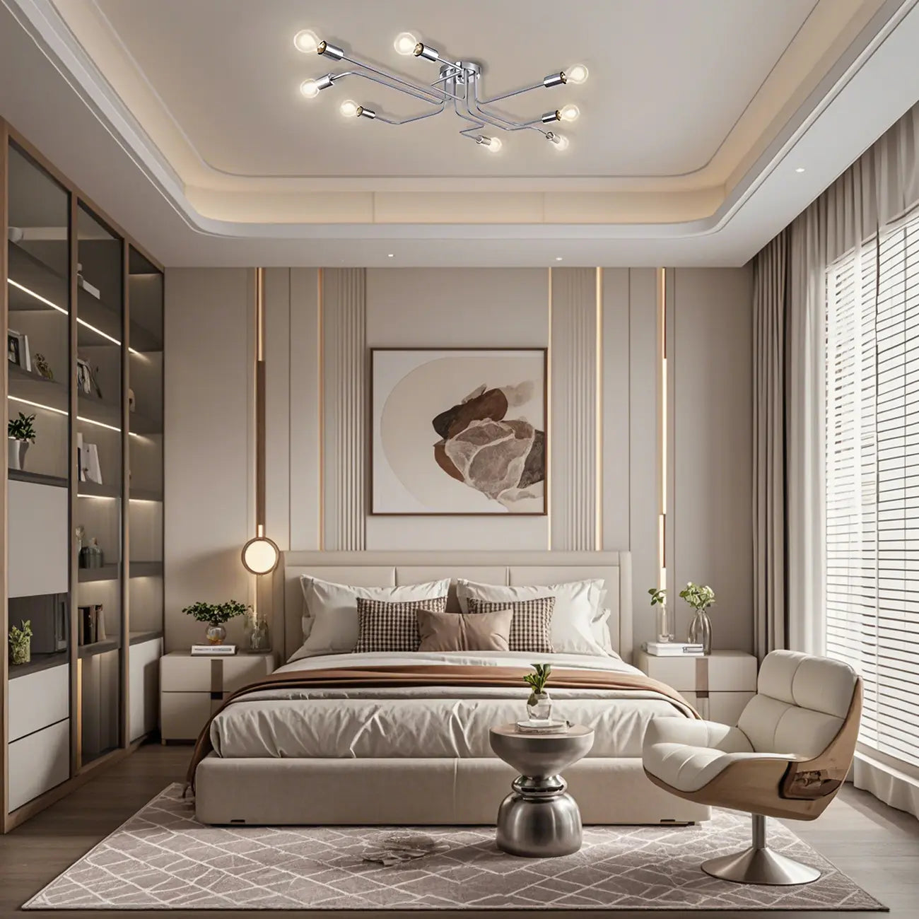 Industrial Branch Metal Semi Flush Ceiling Light