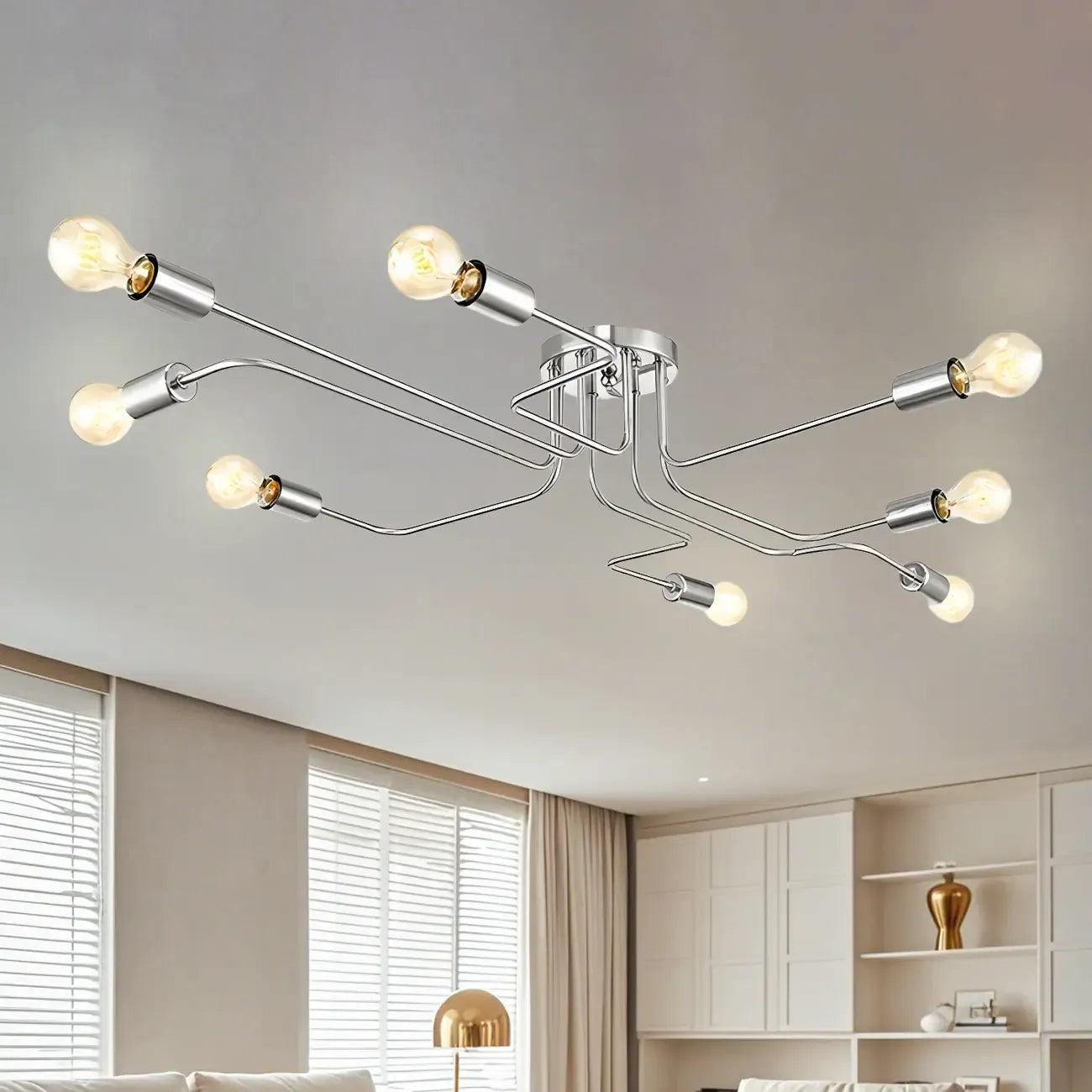 Industrial Branch Metal Semi Flush Ceiling Light