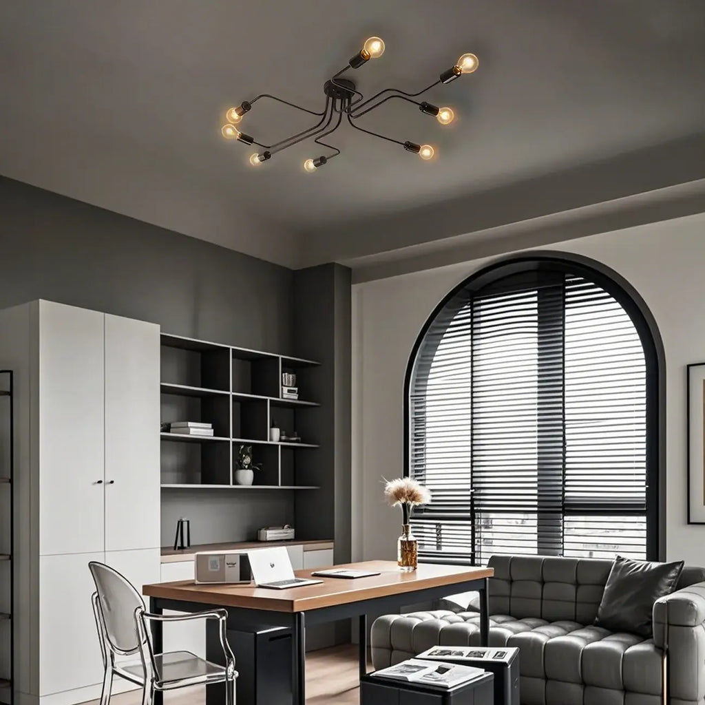 Industrial Branch Metal Semi Flush Ceiling Light