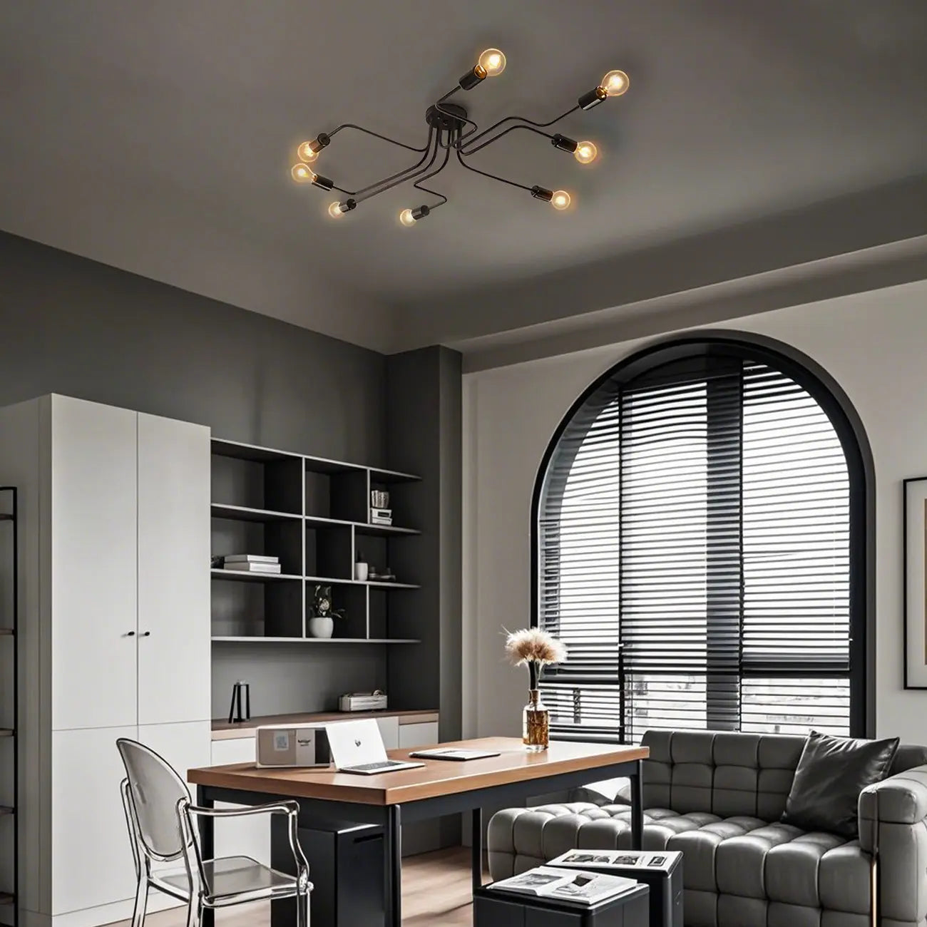 Industrial Branch Metal Semi Flush Ceiling Light