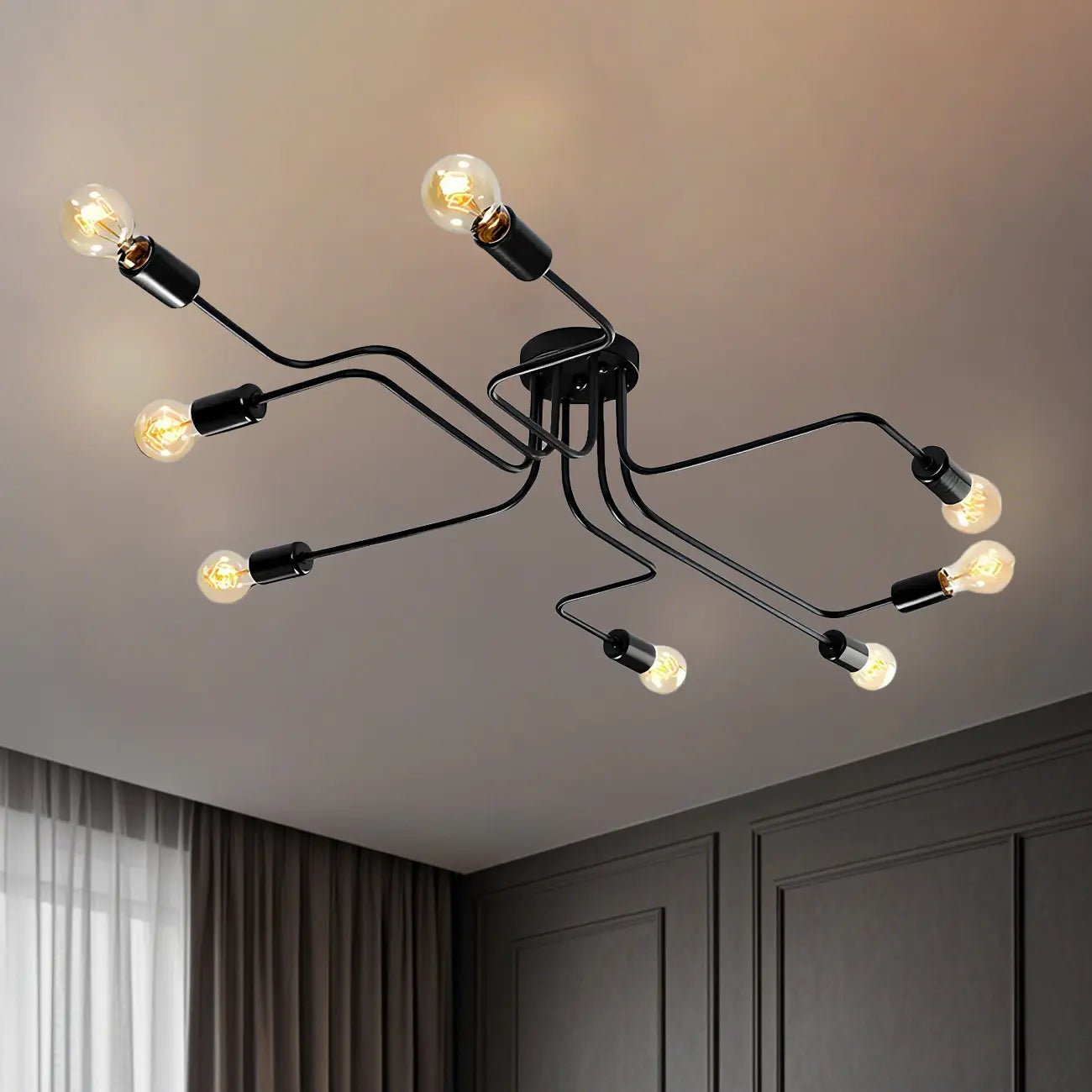 Industrial Branch Metal Semi Flush Ceiling Light