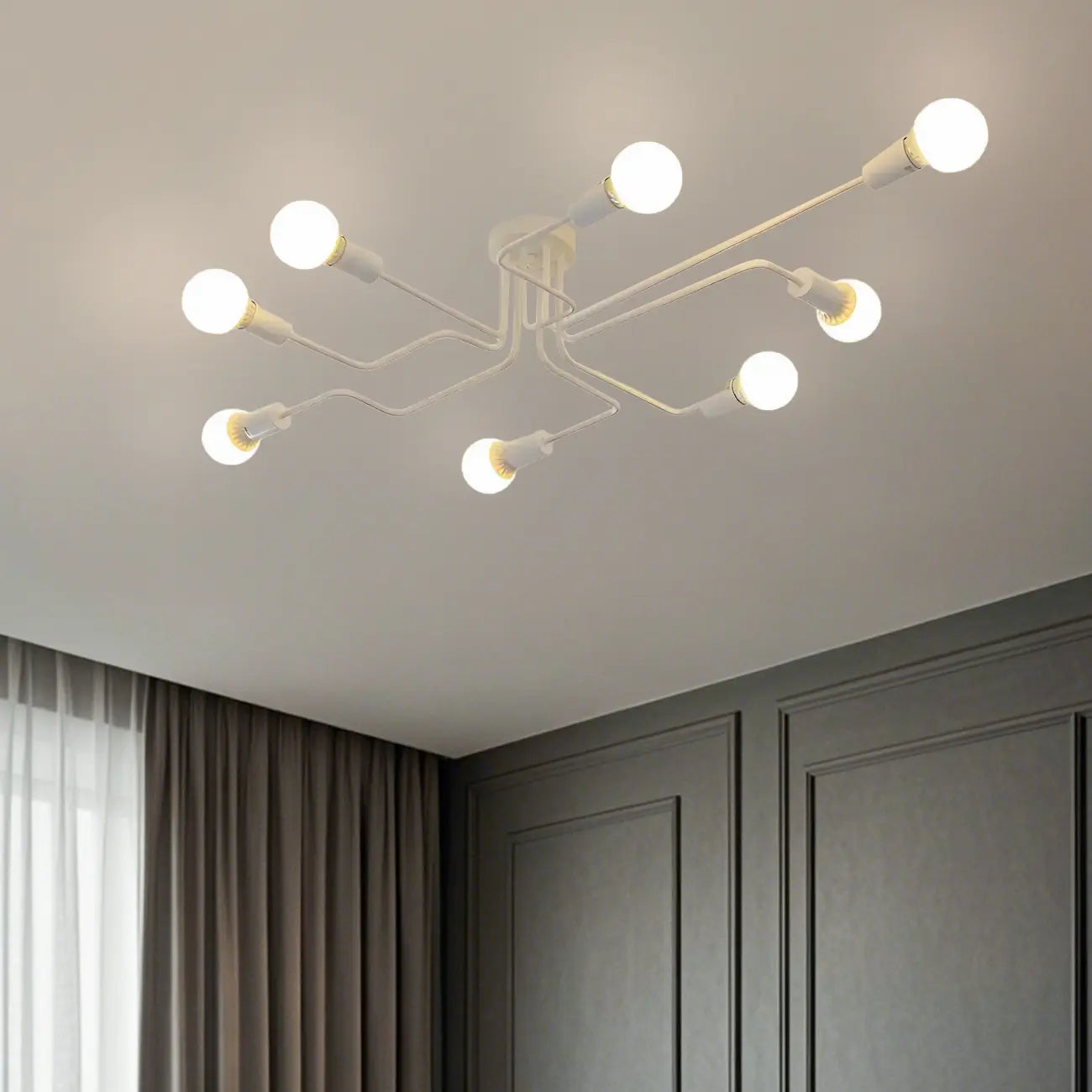 Industrial Branch Metal Semi Flush Ceiling Light