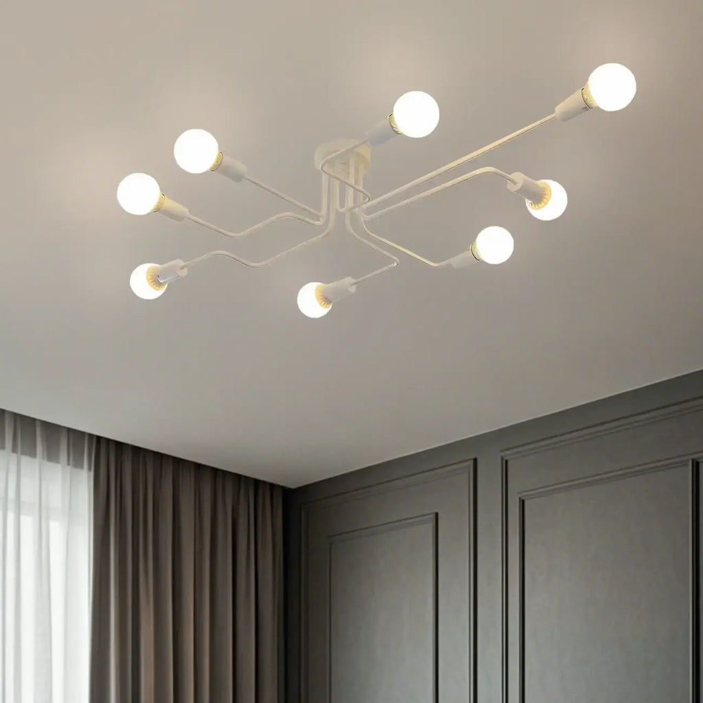 Industrial Branch Metal Semi Flush Ceiling Light