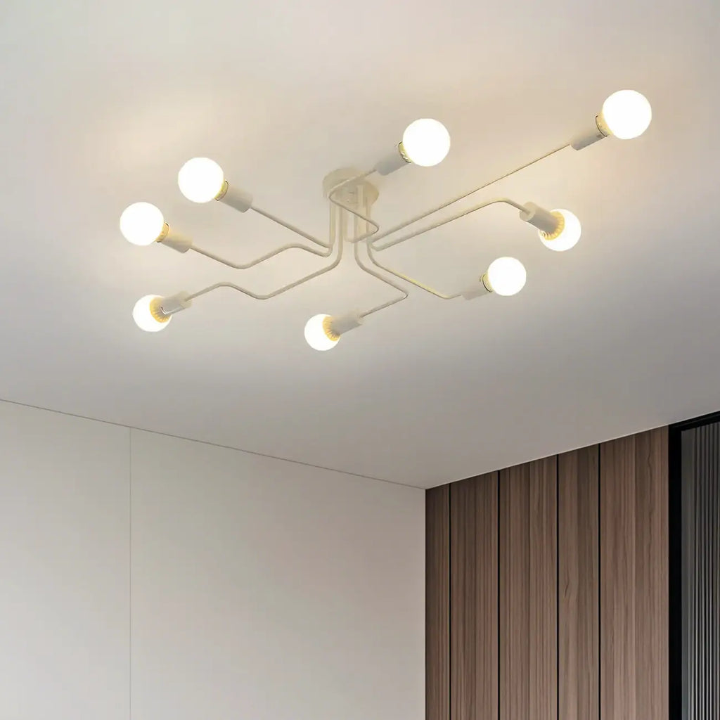 Industrial Branch Metal Semi Flush Ceiling Light