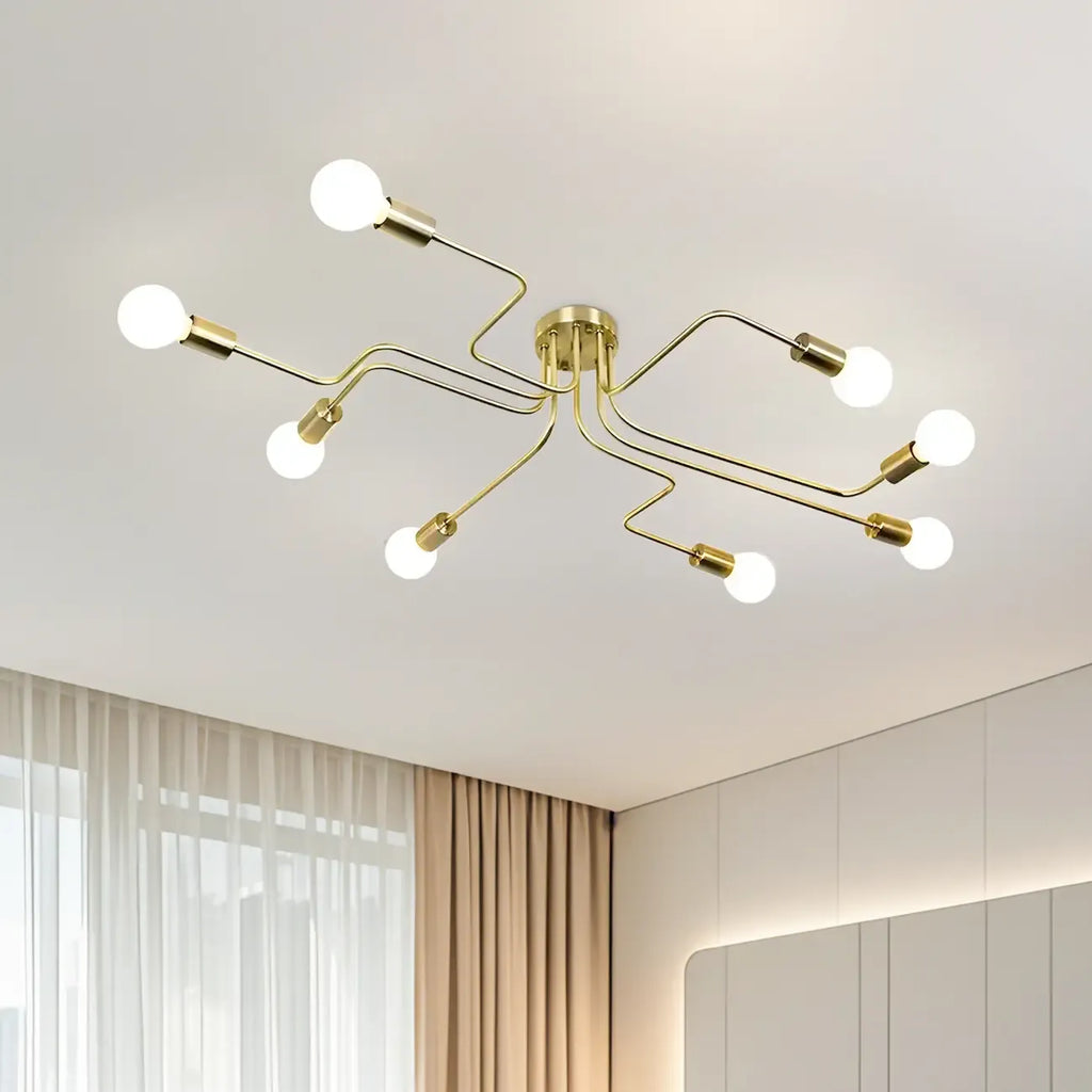 Industrial Branch Metal Semi Flush Ceiling Light