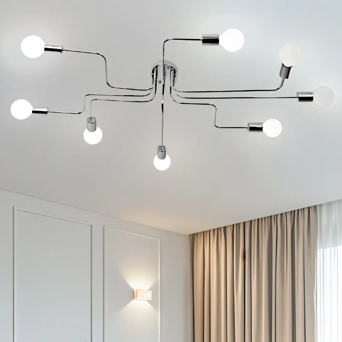 Industrial Branch Metal Semi Flush Ceiling Light