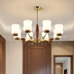 Modern Metal Chandelier with White Glass Shade for Home Decor