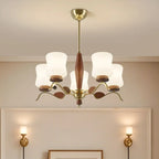 Modern Metal Chandelier with White Glass Shade for Home Decor