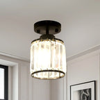 Elegant Clear Crystal Drum Semi Flush Ceiling Light