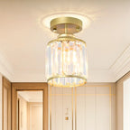 Elegant Clear Crystal Drum Semi Flush Ceiling Light