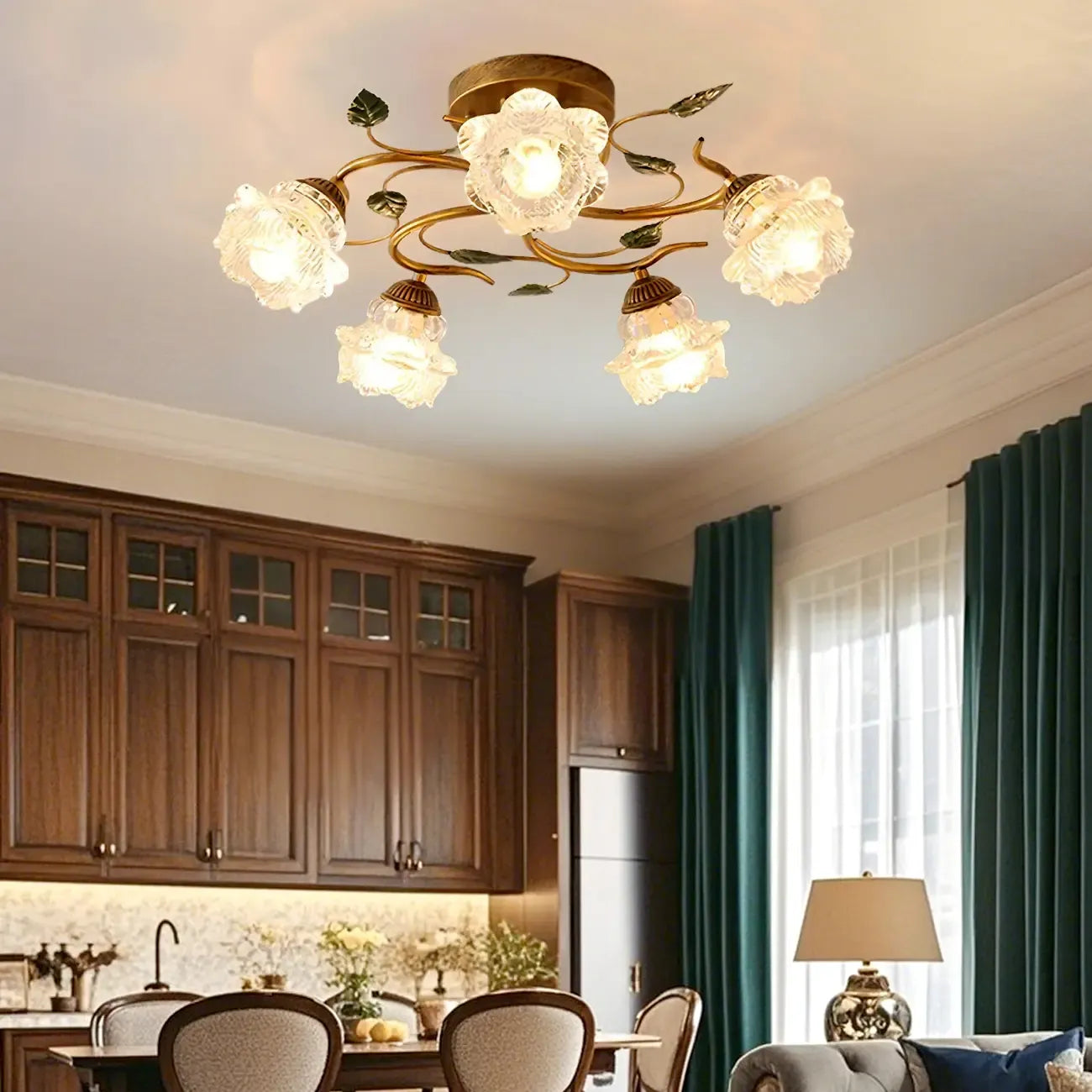Luxury Glass Semi Flush Ceiling Light for Living Room