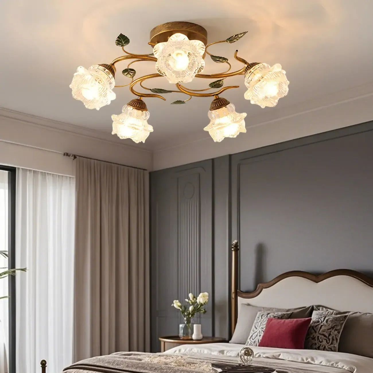 Luxury Glass Semi Flush Ceiling Light for Living Room