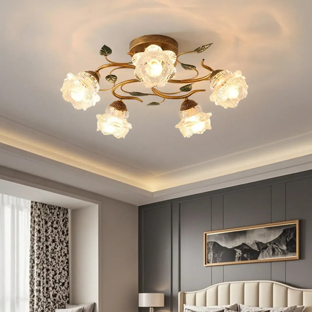 Luxury Glass Semi Flush Ceiling Light for Living Room