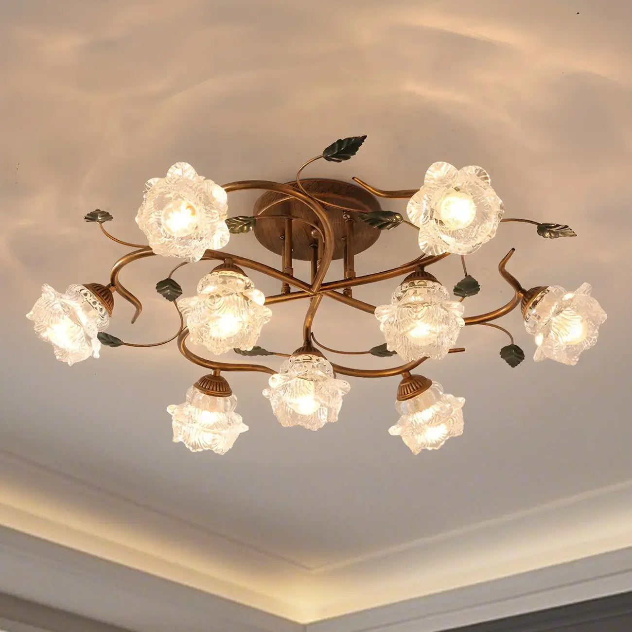 Luxury Glass Semi Flush Ceiling Light for Living Room