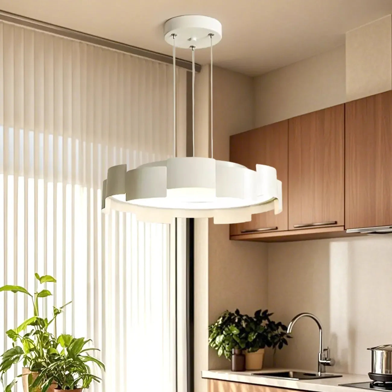 Modern Adjustable White Round LED Chandelier