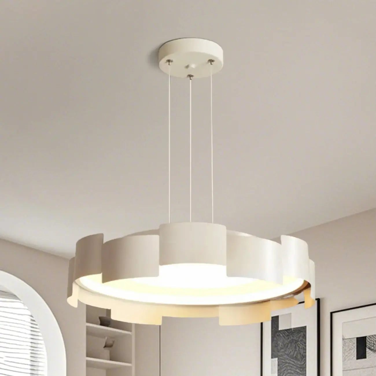 Modern Adjustable White Round LED Chandelier