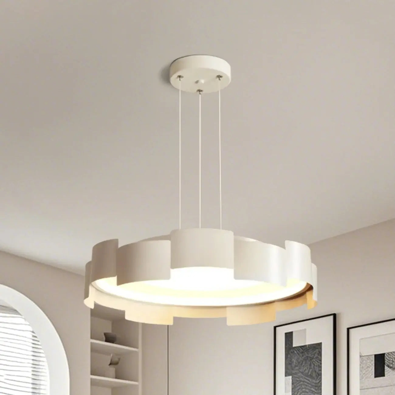 Modern Adjustable White Round LED Chandelier