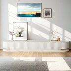 79 White Modern Wood Long Fluted TV Stand with Drawers