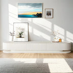 79 White Modern Wood Long Fluted TV Stand with Drawers