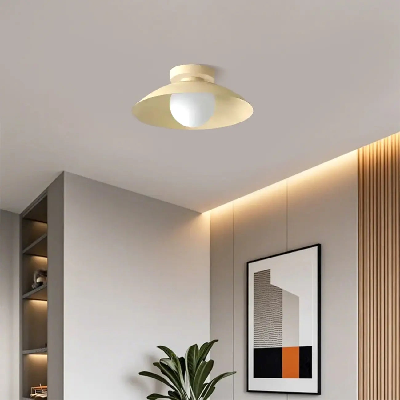 Mini Beige Dome Metal Modern Semi Flush Ceiling Light