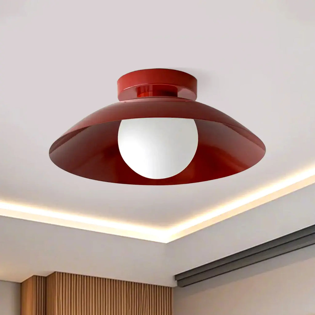 Mini Beige Dome Metal Modern Semi Flush Ceiling Light