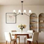 Black Metal Island Pendant Light with 4 Lights in Fabric Cylinder Shape