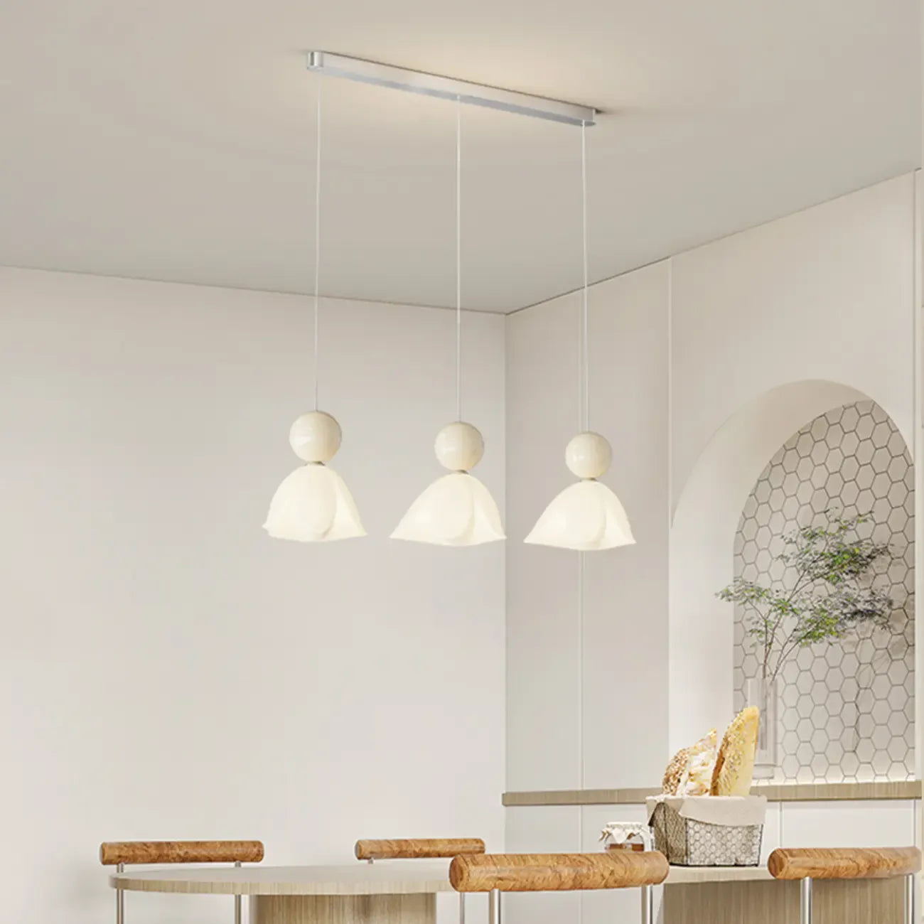 3-Light Modern Chrome Plastic Island Pendant Light