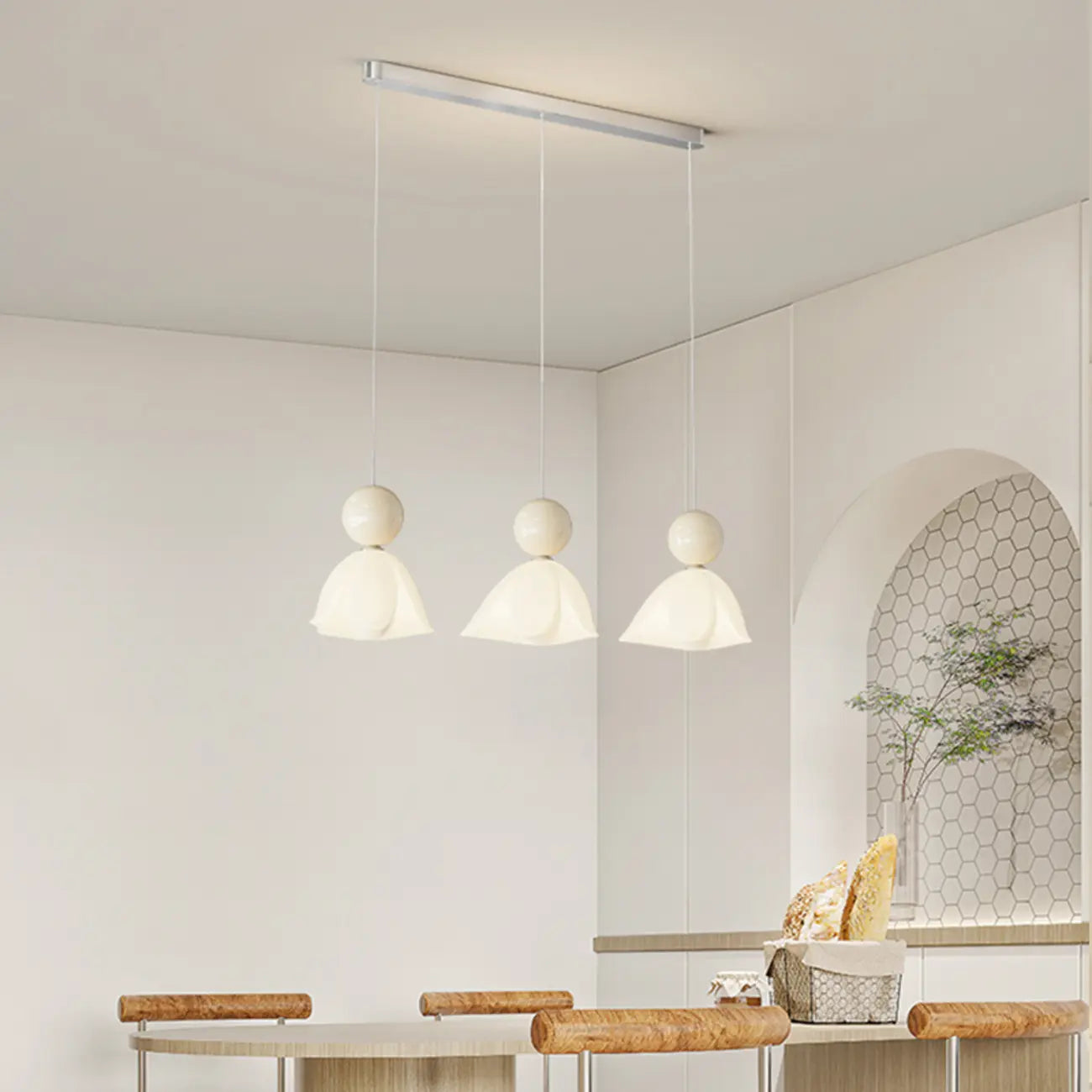 3-Light Modern Chrome Plastic Island Pendant Light