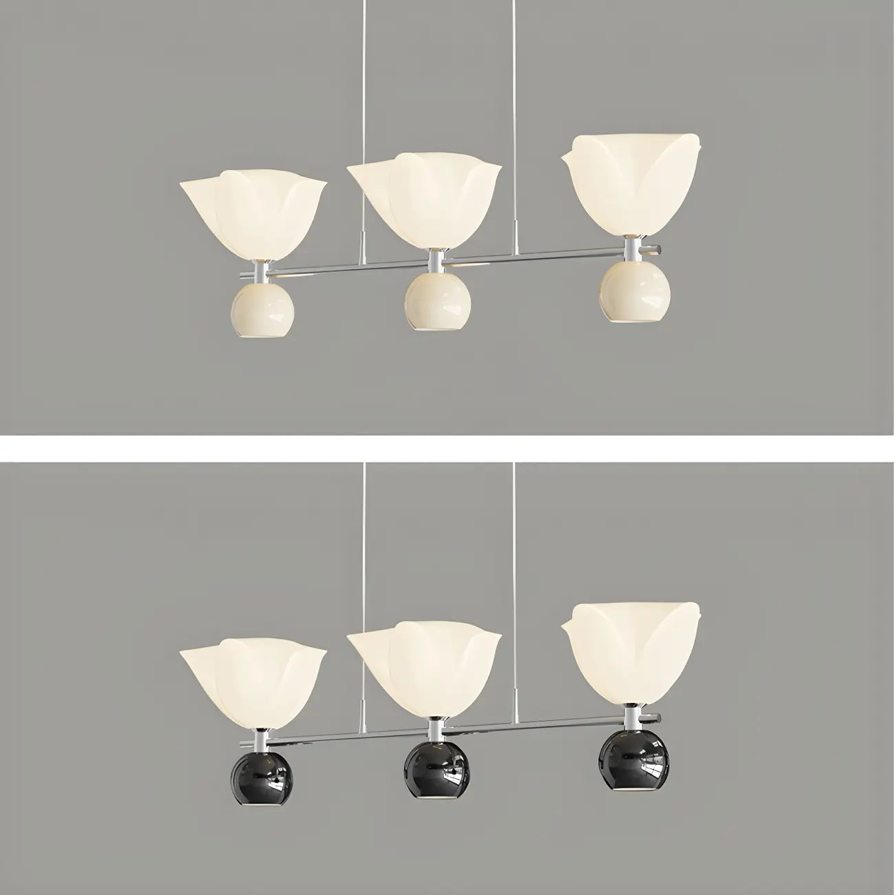 3-Light Modern Chrome Plastic Island Pendant Light