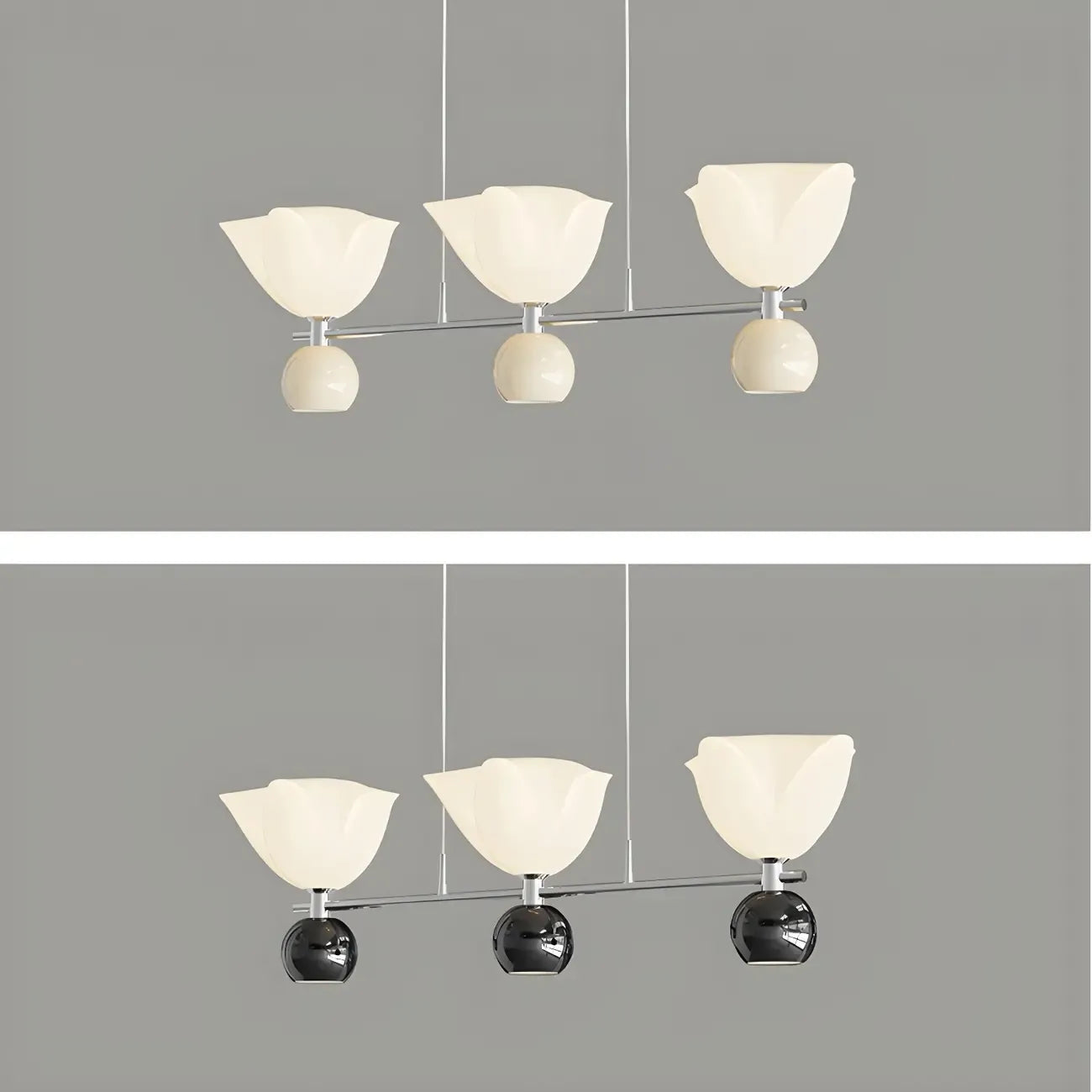 3-Light Modern Chrome Plastic Island Pendant Light