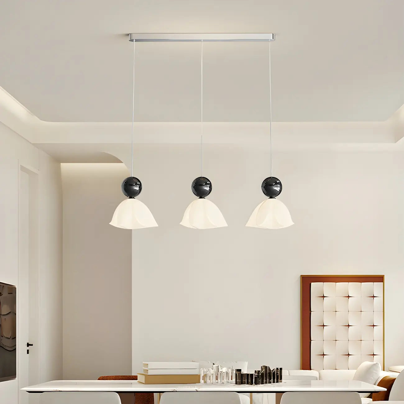 3-Light Modern Chrome Plastic Island Pendant Light