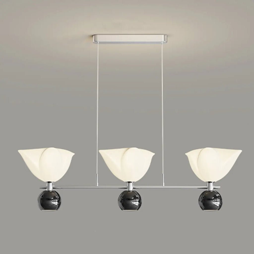 3-Light Modern Chrome Plastic Island Pendant Light