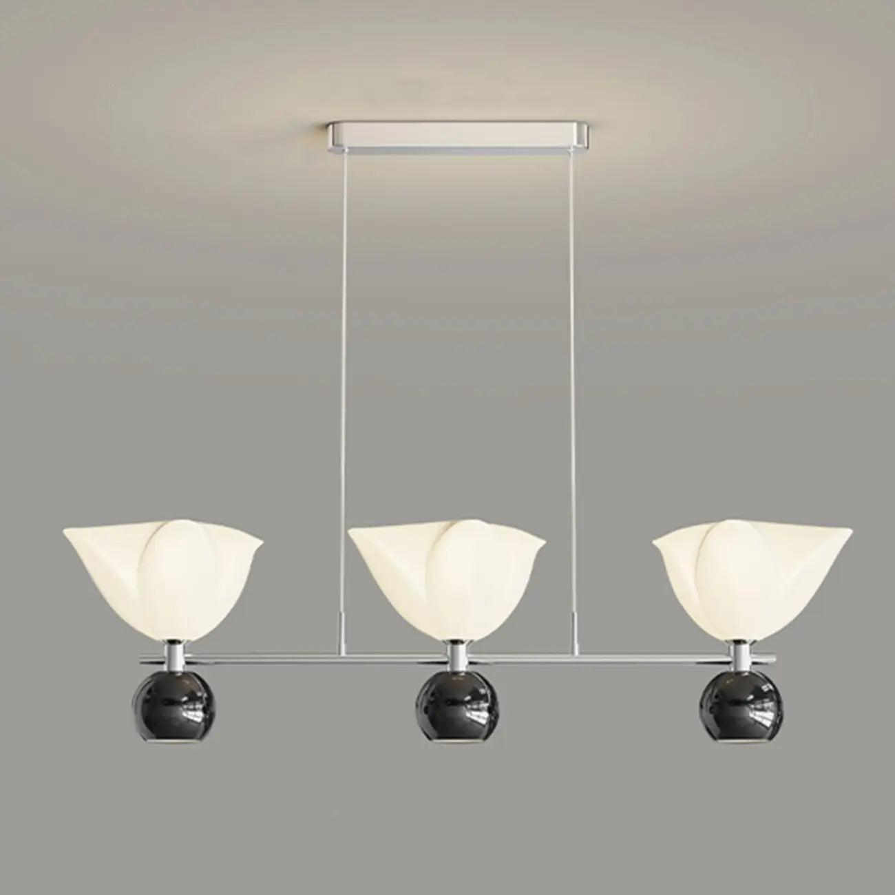 3-Light Modern Chrome Plastic Island Pendant Light