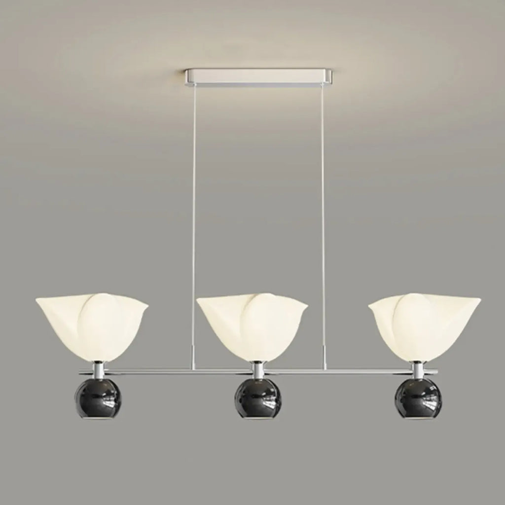 3-Light Modern Chrome Plastic Island Pendant Light