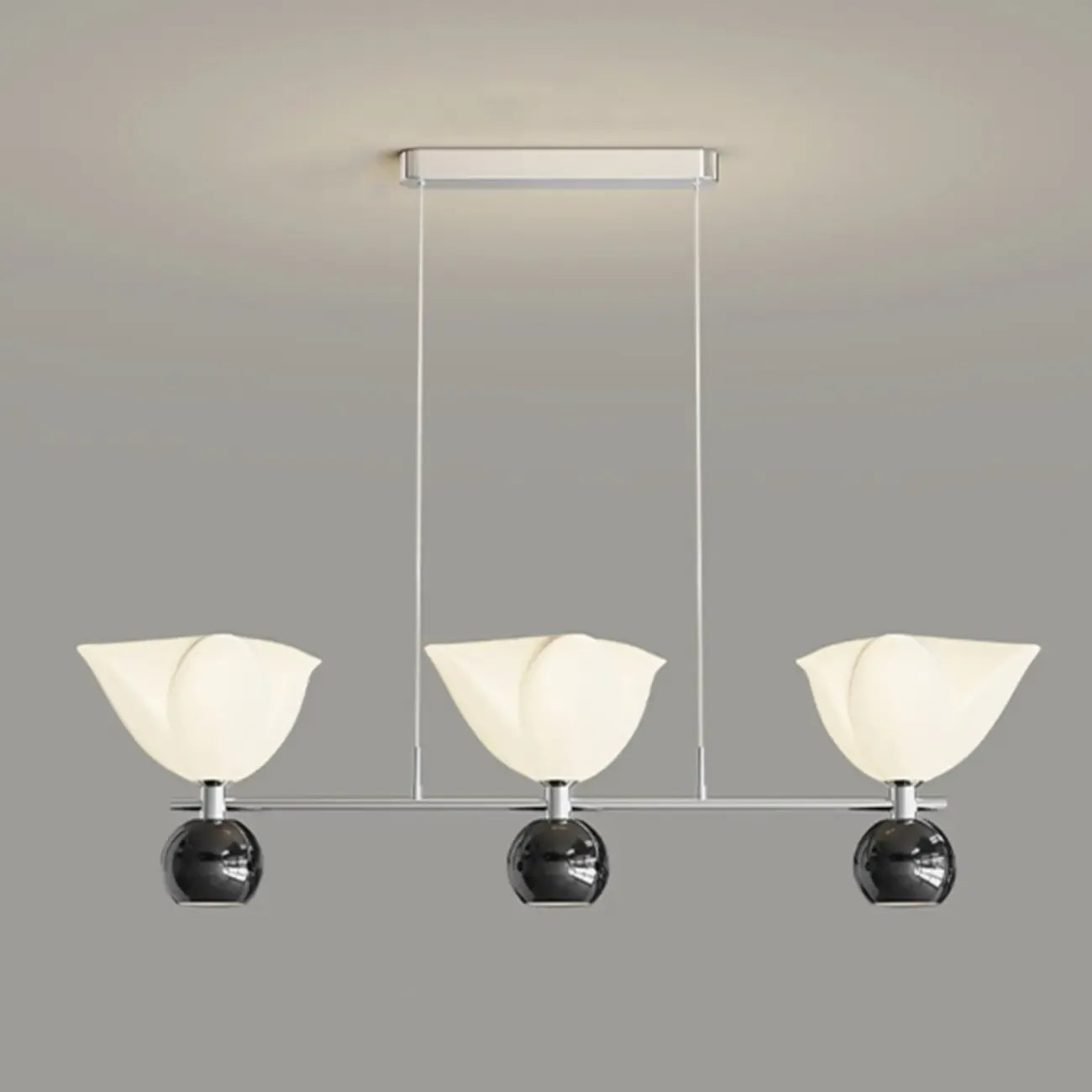 3-Light Modern Chrome Plastic Island Pendant Light