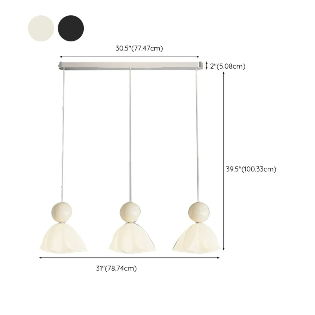 3-Light Modern Chrome Plastic Island Pendant Light