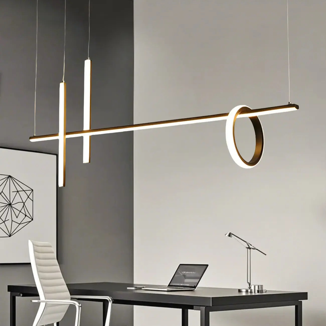 Modern Black LED Linear Kitchen Island Pendant Light