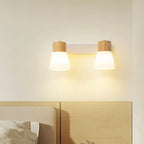 Mini White Natural Wood Metal Wall Sconce