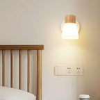 Mini White Natural Wood Metal Wall Sconce