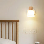 Mini White Natural Wood Metal Wall Sconce